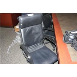 BLACK LEATHER HIGH BACK CHAIR