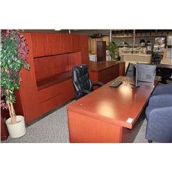 MAHOGANY EXECUTIVE DESK WITH MATCHING WALL UNIT