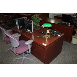 MAHOGANY EXECUTIVE DESK WITH MATCHING CREDENZA