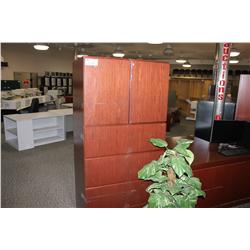MAHOGANY 4 DRAWER LATERAL FILE WITH OVERHEAD
