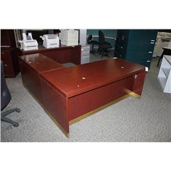 MAHOGANY L-SHAPE EXECUTIVE DESK RIGHT HAND