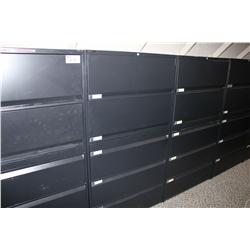 TEKNION BLACK 5 DRAWER LATERAL FILE CABINET