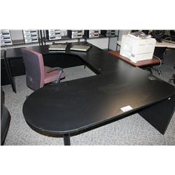 LARGE BLACK U-SHAPE DESK