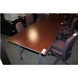 MAHOGANY MOBILE MODULAR BOARDROOM TABLE SYSTEM