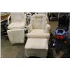 Image 1 : WHITE GLIDER ROCKER CHAIR W. OTTOMAN