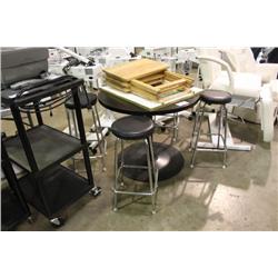 BLACK SPA TABLE WITH 4 STOOLS -  ART & TV TRAYS