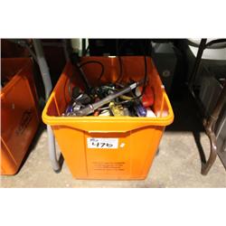 BIN OF ASSORTED TOOLS