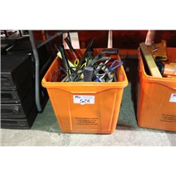 BIN OF ASSORTED TOOLS