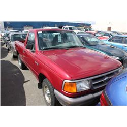 1996 RED FORD RANGER XL PICK UP TRUCK