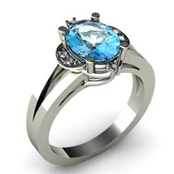 Genuine 1.16 ctw Aqua Marine & Diamond Ring White or Yellow Gold 14kt 5.30g