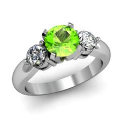 Genuine 1.55 ctw Peridot & Diamond White or Yellow Gold 10kt 4.25g