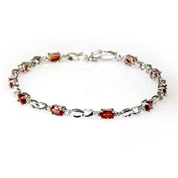 Genuine Orange Sapphire 3.75Ctw Diamond Bracelet 10K
