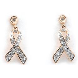 Genuine 0.11 Ctw White Diamond Ribbon Earring 14K Rose Gold 1.85G