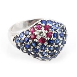 Genuine Ruby & Blue Sapphire 4.43 ctw & Diamond Ring 14KTGold 6