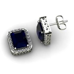Genuine 3.80 ctw Sapphire & Diamond Earring 14kt White or Yellow Gold 3.25g