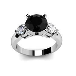 Genuine 2.8 ctw Black Diamond & Diamond Ring White or Yellow Gold 14kt 4.25g