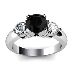 Genuine 1.7 ctw Black Diamond & Diamond Ring White or Yellow Gold 14kt 4.25g