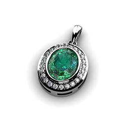 Genuine 2.96 Ctw Emerald Necklace 14Kt White Gold