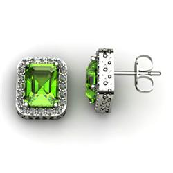 Genuine 3.70 Xctw Peridot & Diamond Earring 14kt White or Yellow Gold 3.25g