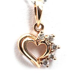 Genuine 0.1Ctw White Diamond Heart Necklace 14K Rose Gold 16" 0.79G