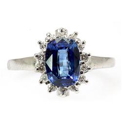 Genuine  Blue Sapphire  3.09 ctw  Diamond Ring  10KT  4.23g  RS6.75