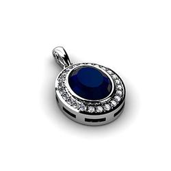 Genuine 3.51Ctw Ceylon Sapphire Necklace 14Kt White Gold