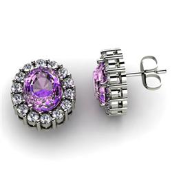 Genuine 3.04 ctw Amethyst & Diamond Earring 14kt White or Yellow Gold 4.98g