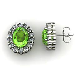 Genuine 3.24 ctw Peridot & Diamond Earring 10ktWhite or Yellow Gold 4.98g