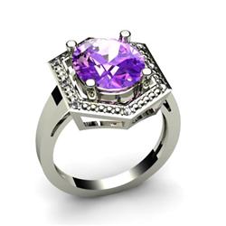 Genuine 4.58 ctw Amethyst & Diamond Ring White or Yellow Gold 10kt 4.3g