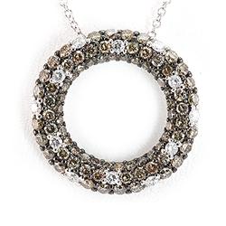 Genuine 1.33 Ctw Black & White Diamond Round Necklace 14K White Gold 16" 3.5G