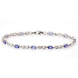 Genuine Tanzanite (Zoisite)2.52Ctw Diamond Bracelet 10K