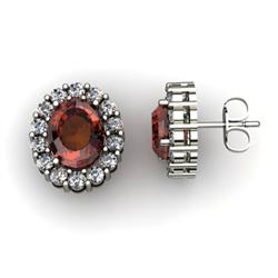 Genuine 3.34 ctw Garnet & Diamond Earring 10ktWhite or Yellow Gold 4.98g