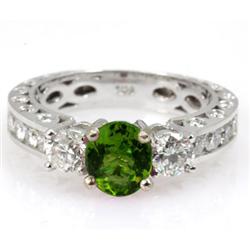 Genuine Peridot 1.92 ctw & Diamond Ring 14KTGold 6.75