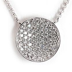 Genuine 0.45 Ctw White Diamond Round Necklace 18K White Gold 16" 3.10G