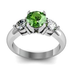 Genuine 1.45 ctw Green  Tourmaline & Diamond Ring White or Yellow Gold 14kt 4.25g