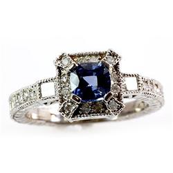 Genuine  Ceylon Sapphire  1.31  ctw Diamond  Ring10KT  4.15g  RS6.5