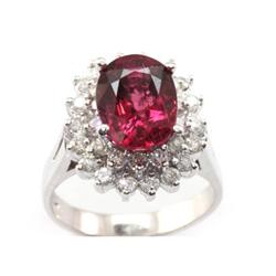 Genuine Rubellite Tourmaline 4.60 ctw & Diamond Ring 10KTGold 7