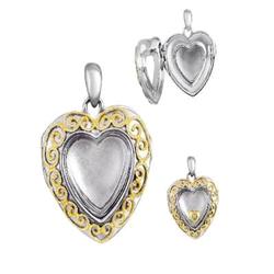 Genuine 18Kt   White/Yellow Gold  Necklace Heart Locket  With Chain 18" Length Diamond Necklace