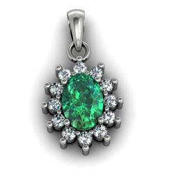 Genuine 1.04 Ctw  Emerald (Beryl) Pendant  14Kt  White Or Yellow  Gold