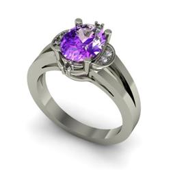 Genuine 1.31 ctw Amethyst & Diamond Ring White or Yellow Gold 10kt 5.30g