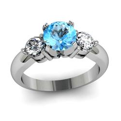 Genuine 1.45 ctw Aqua Marine & Diamond Ring White or Yellow Gold 14kt 4.25g