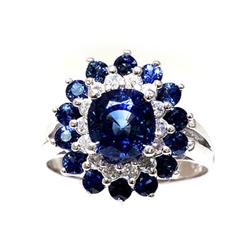 Genuine   Blue Ceylon  4.0 ctw  Diamond Ring  10KT 4.45g  RS6.25