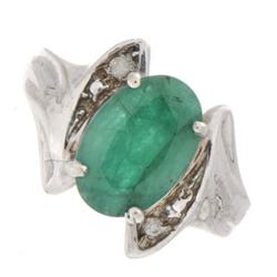 Genuine Emerald (Beryl) 1.50 ctw & Diamond Ring 14KTGold 7