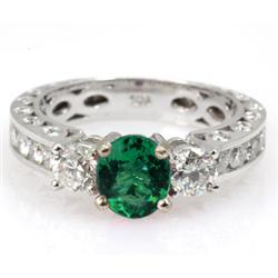 Genuine Emerald (Beryl) 2.0 ctw & Diamond Ring 14KTGold 6.75