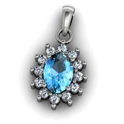 Genuine 1.29 Ctw  Blue Topaz  Pendant  14Kt  White Or Yellow  Gold