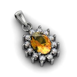 Genuine 1.19  Ctw  Yellow-Sapphire Pendant 14Kt White Or Yellow  Gold