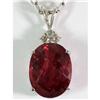 Image 2 : Genuine 20.33 ctw Oval Cut Pink Tourmaline & Diamond Necklace 14kt White Gold