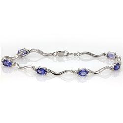 Genuine Tanzanite (Zoisite)2.9Ctw Diamond Bracelet 10K
