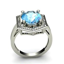 Genuine 4.58 ctw Aqua Marine & Diamond Ring White or Yellow Gold 10kt 4.3g