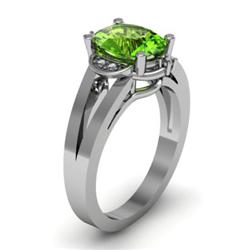 Genuine 1.41 ctw Peridot & Diamond Ring White or Yellow Gold 14kt 5.30g